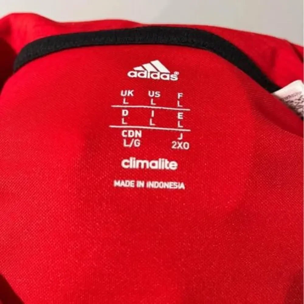 Large Adidas red short sleeve collar mens polo climalite extra button shirt C718